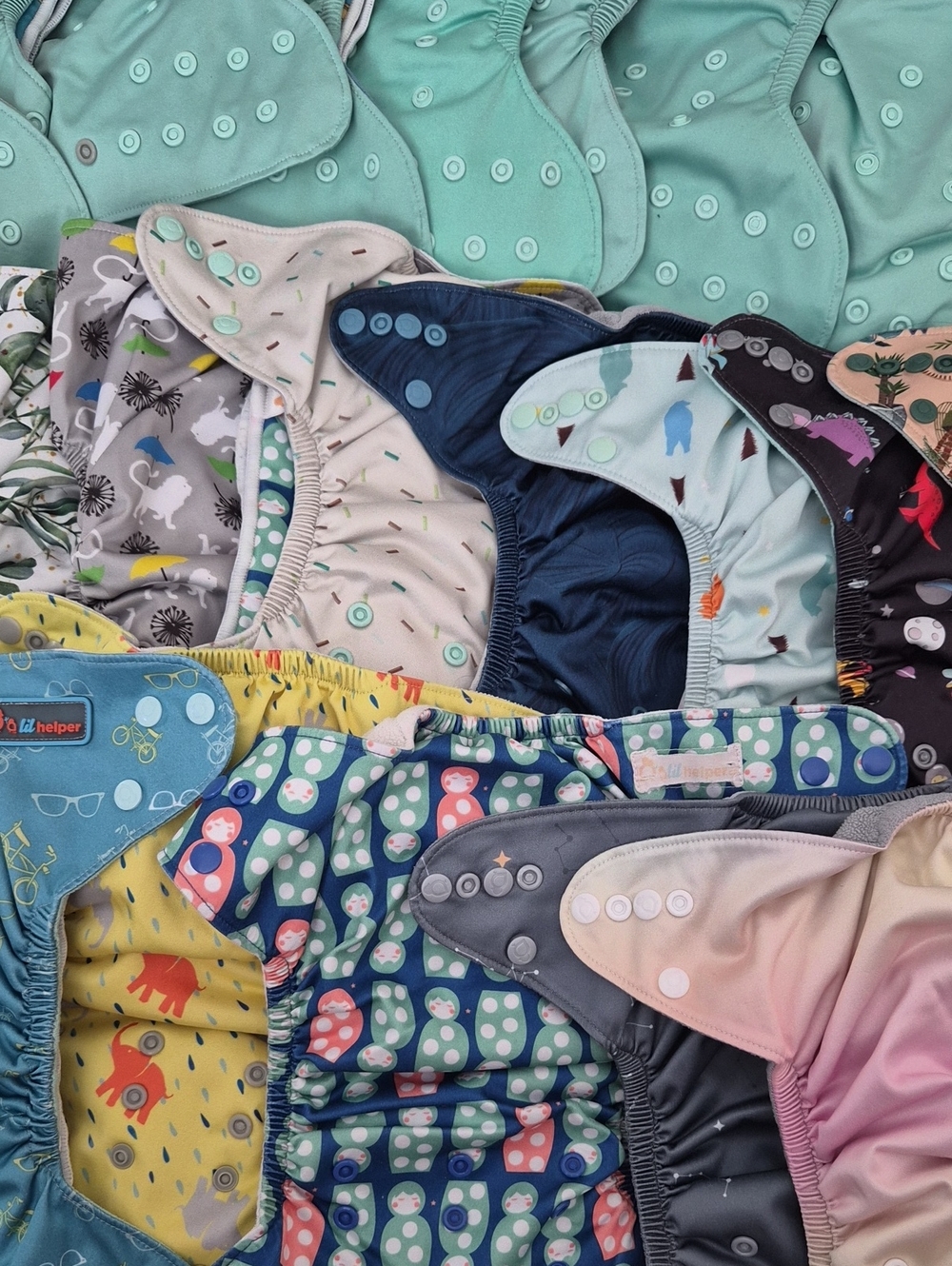 Lil Helper Reusable Kids Cloth Diaper Cover - Mint, Navy, Gray, Multicolor
